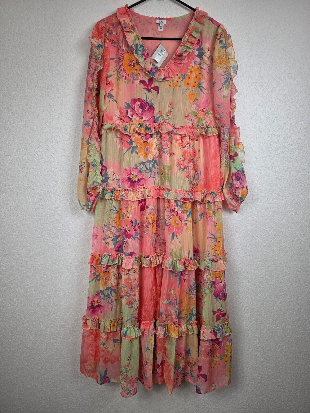 NWT Anthropologie River Island Floral Ruffle Tiered Dress